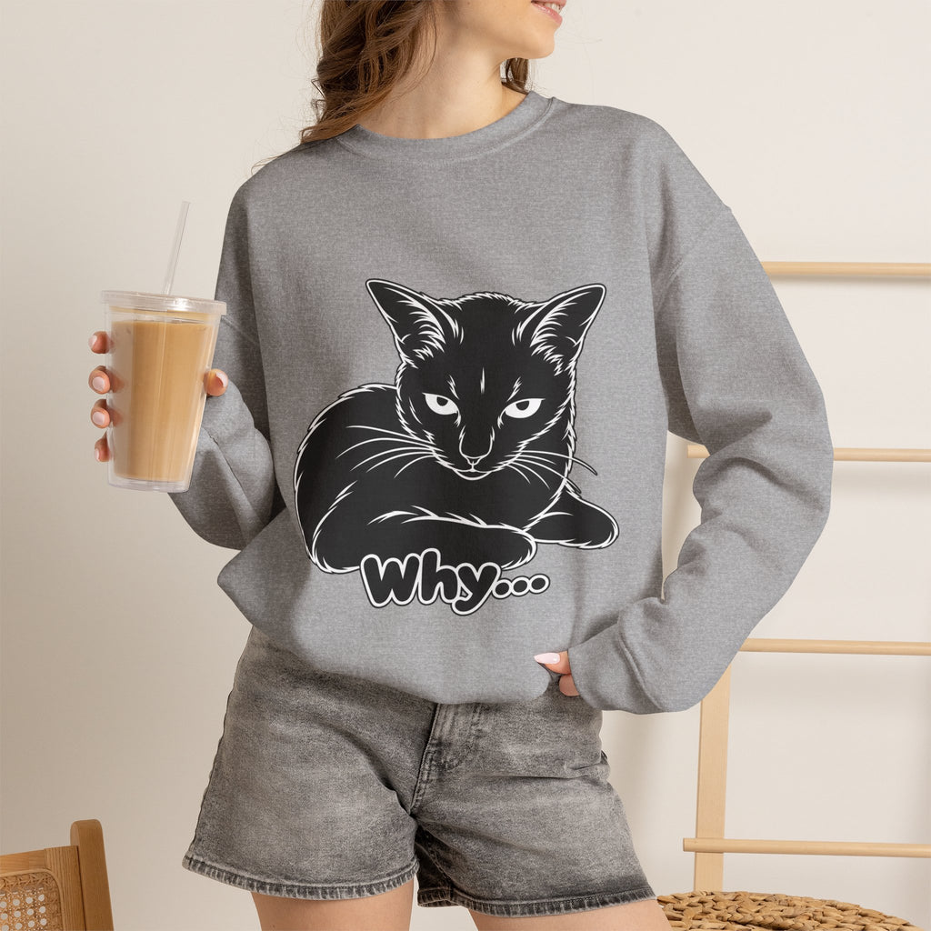 Why... | Funny Black Cat Sweatshirt