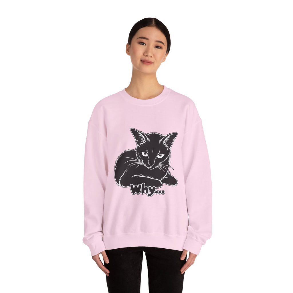 Why... | Funny Black Cat Sweatshirt